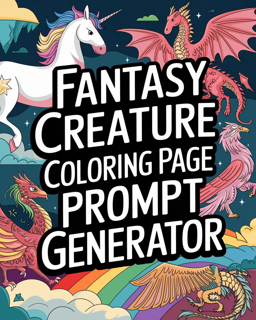 Fantasy Creature Coloring Page Generator