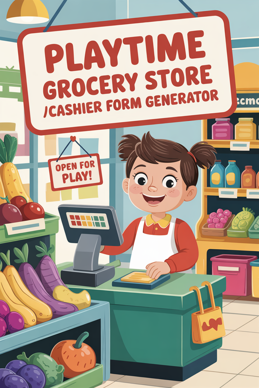 Kids CosPlay Grocery Store Forms