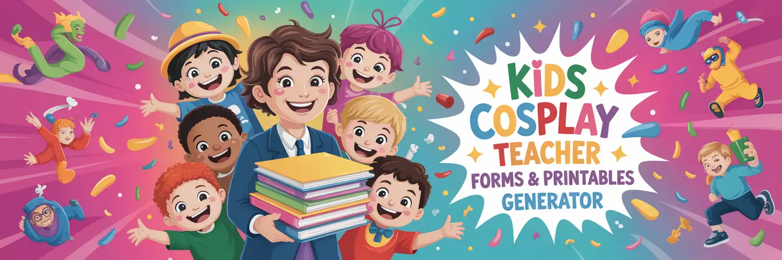 Kids CosPlay Teacher Forms & Printables