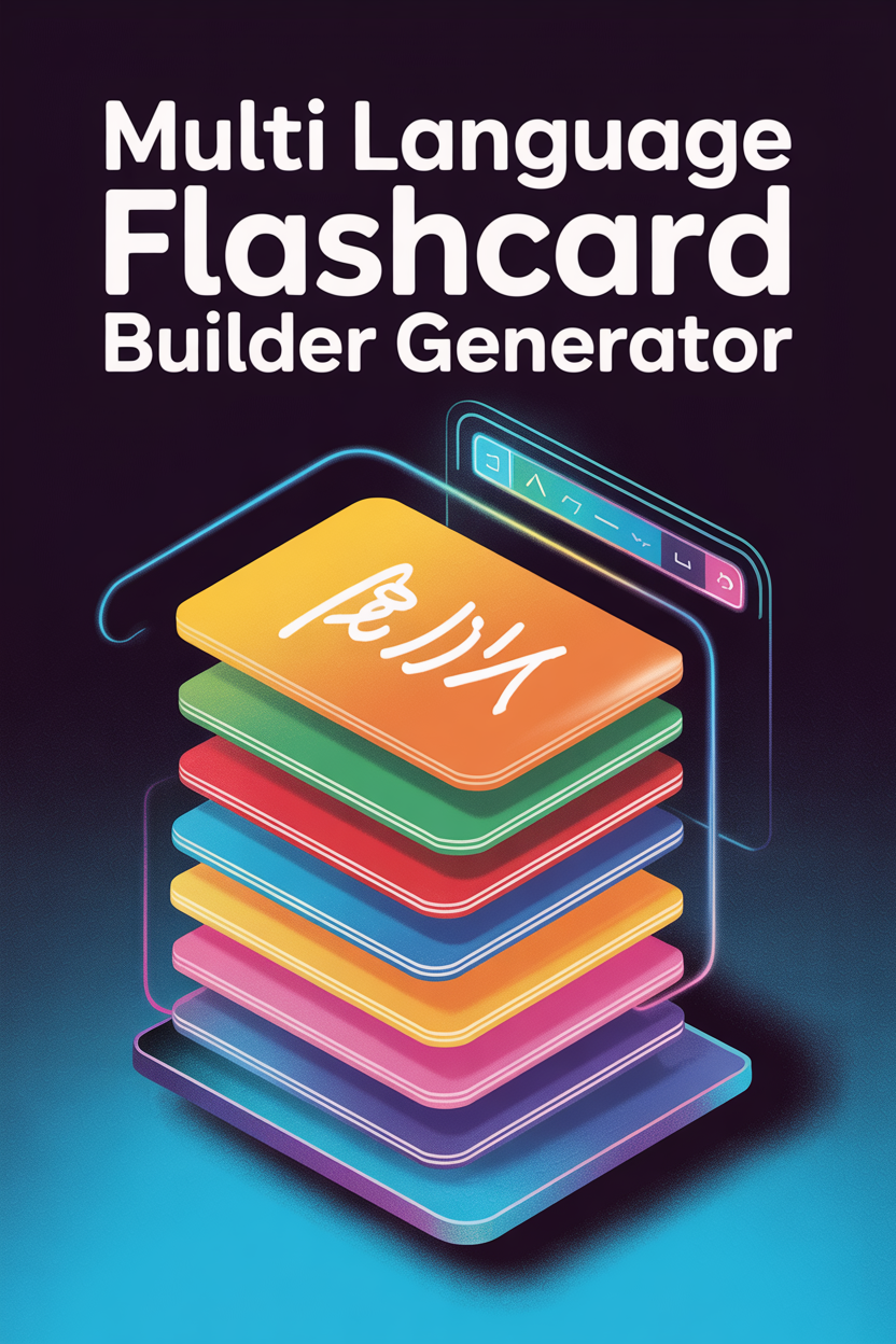 Multi Language Multi-Subject Flashcard Builder Generator
