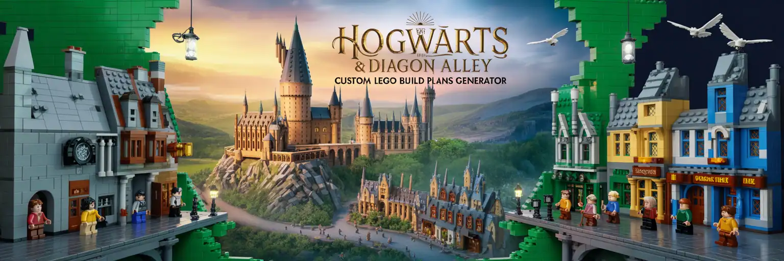 Hogwarts LEGO block build plans generator banner