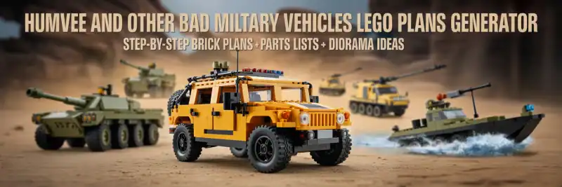 Military vehicle plan hub banner thumb with Humvee-style LEGO build