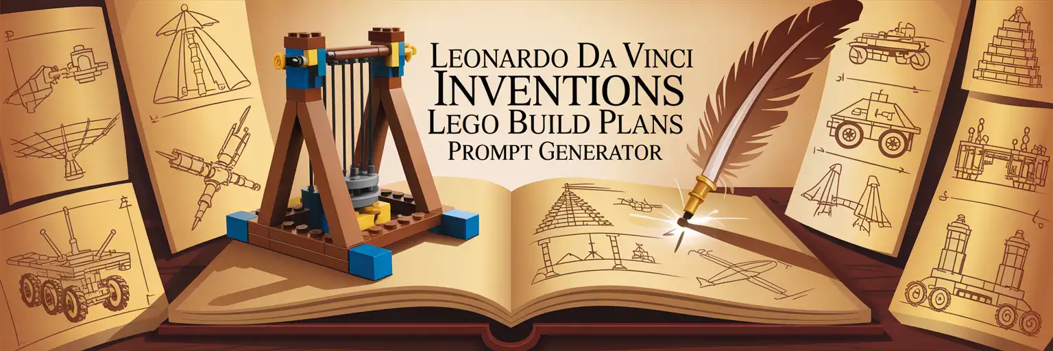 Banner — Leonardo da Vinci Inventions LEGO Block Build Plans Prompt Generator