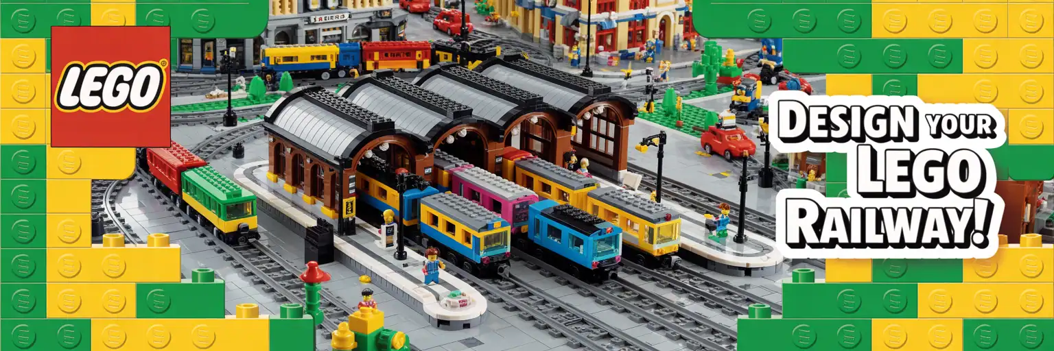 LEGO Railway & Train Station Block Plans Generator Banner