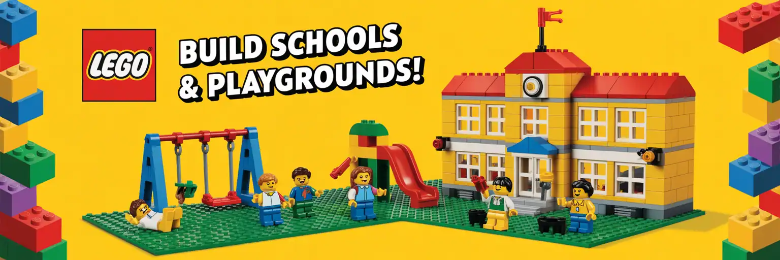 LEGO schools and playgrounds build plans prompt generator banner