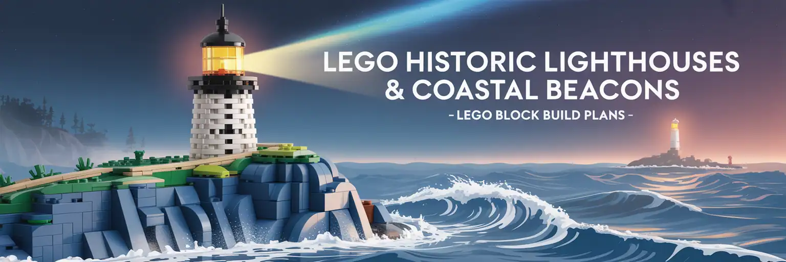 Historic lighthouse LEGO coastal beacon build generator banner