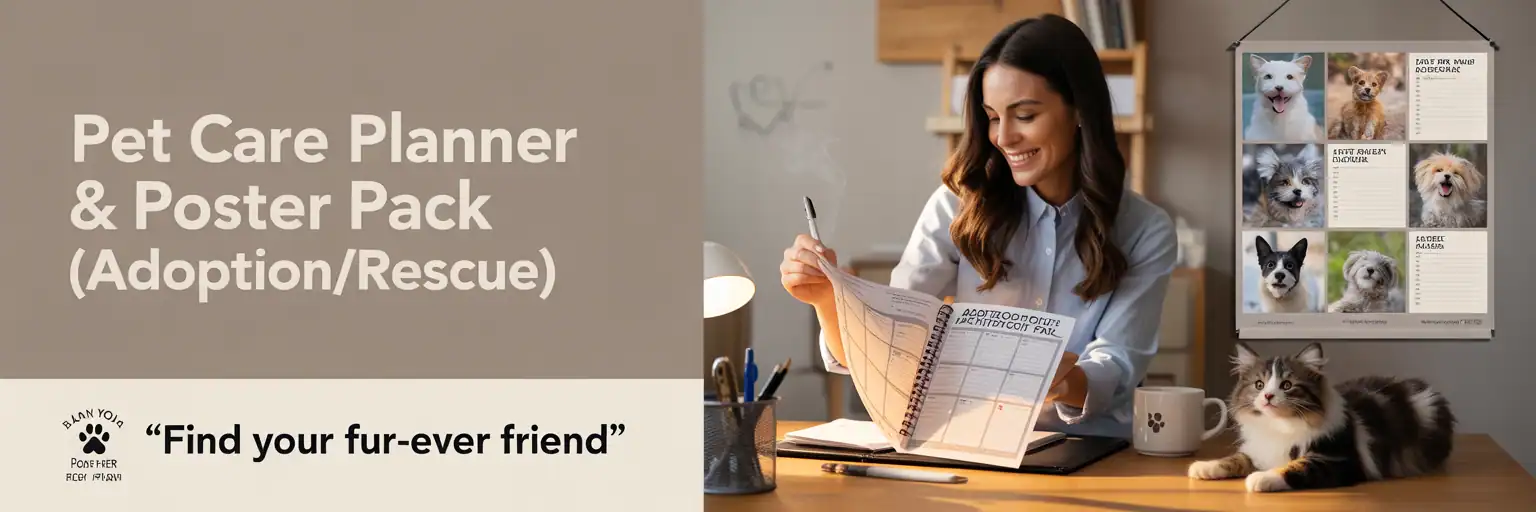 Pet Care Planner & Poster Pack (Adoption/Rescue)