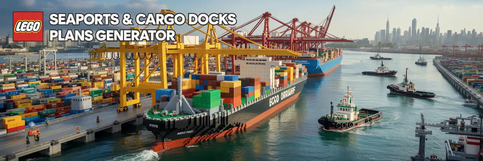LEGO Cargo Sea Port Plans Generator Banner