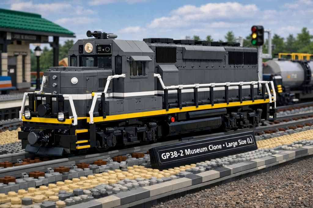 LEGO model of 1972 EMD GP38-2 diesel freight locomotive