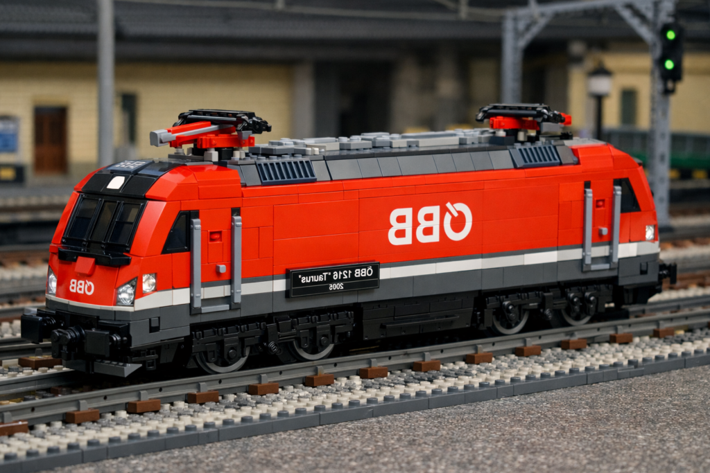 ÖBB Class 1216 “Taurus” electric locomotive from 2005 on railway tracks.