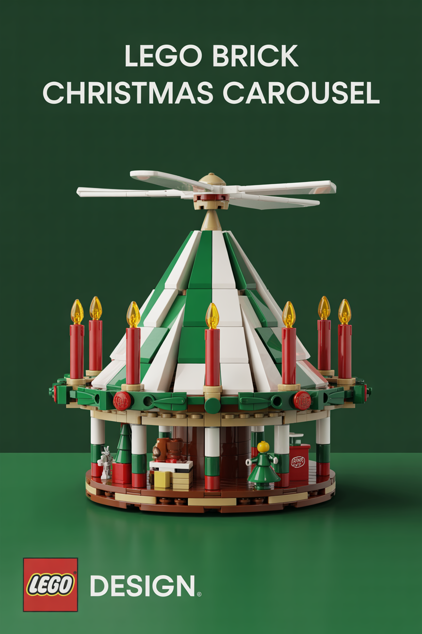 LEGO Christmas Carousel — elegant white German pyramid style