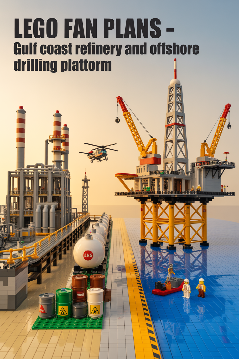 Gulf Coast refinery and offshore drilling platform LEGO build plans