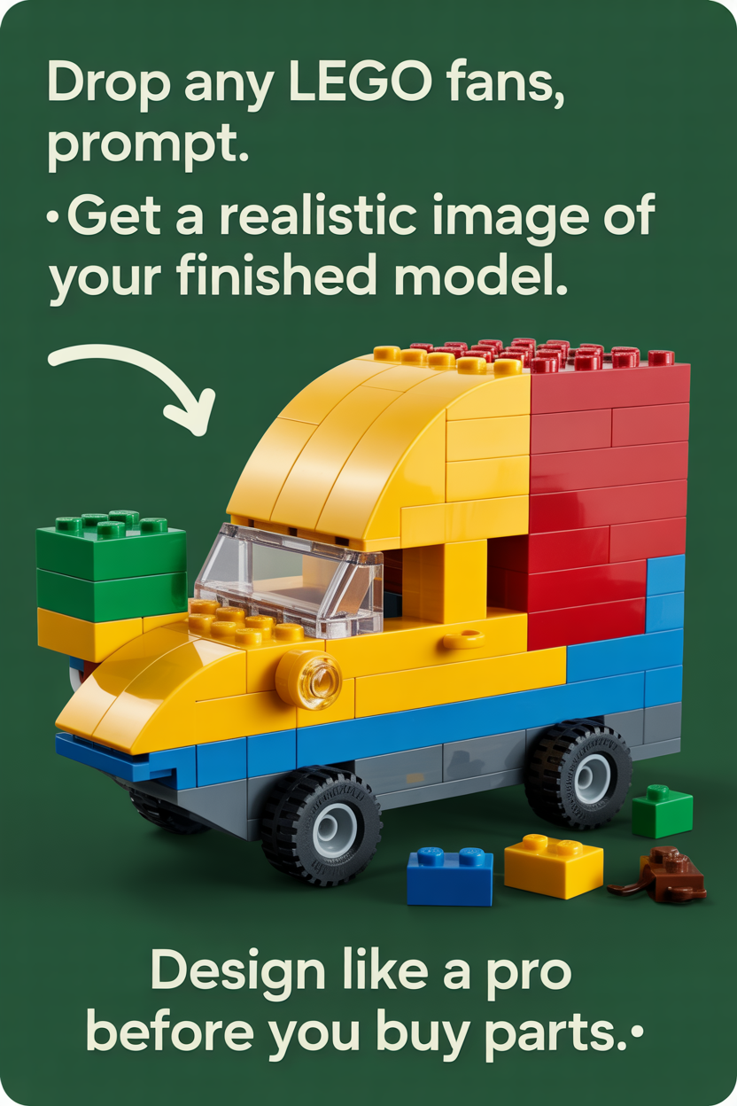 Final Build Mockup — realistic LEGO-style preview
