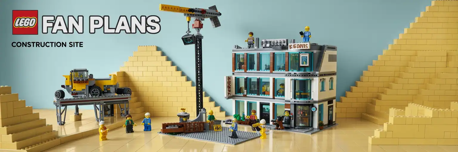 LEGO-style city construction site hero banner