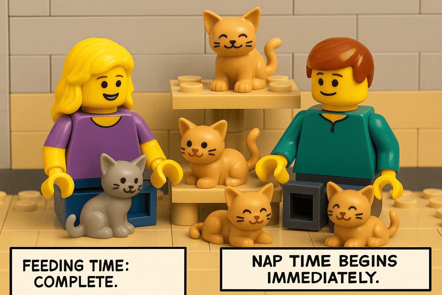 Brick-figure comic panel showing characters sitting