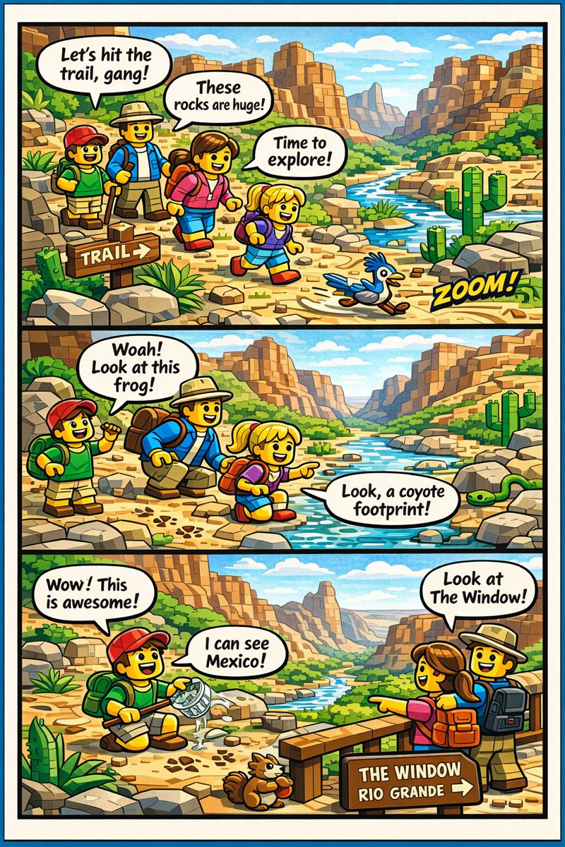 Toy-brick example: birthday party scene