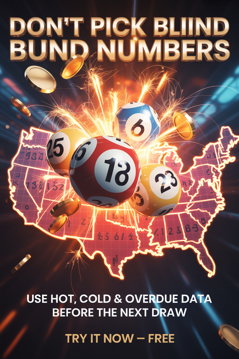 Lottery generator hub banner with bright lottery number graphics